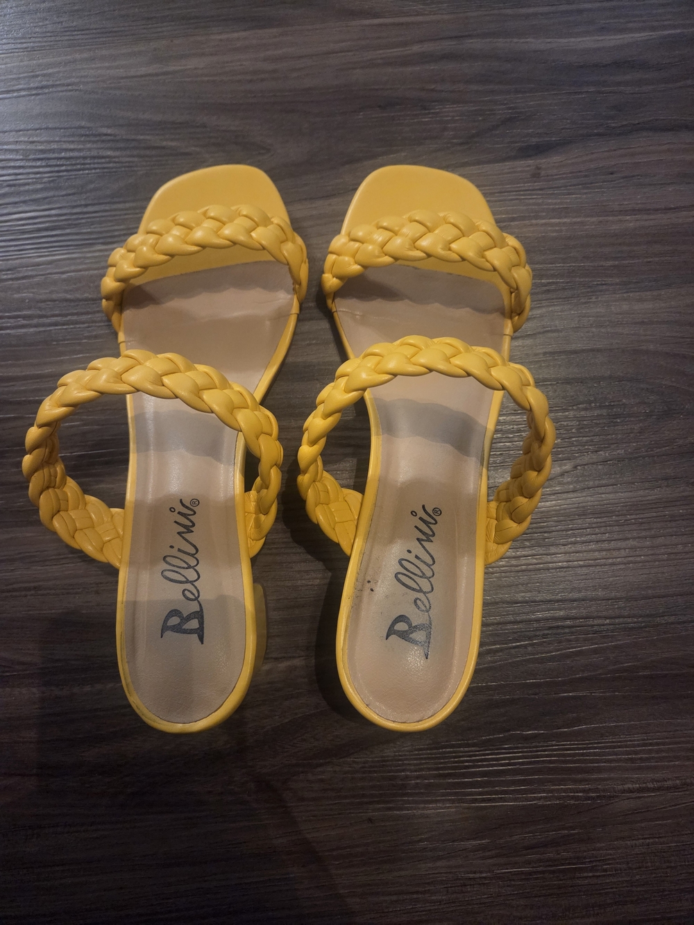 Bellini Yellow Braided Double-Strap Slide Sandals